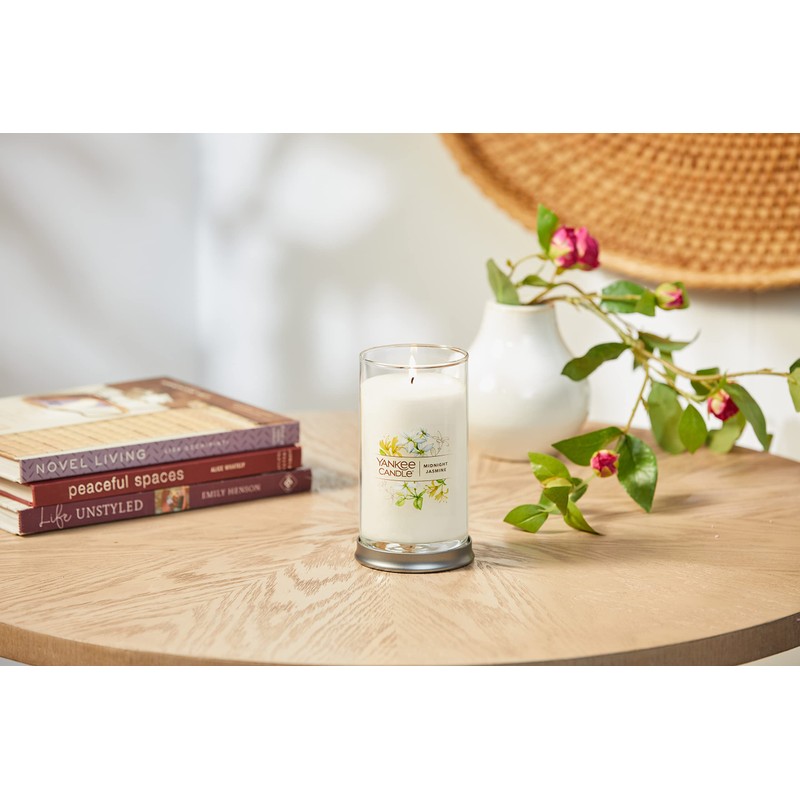 Yankee Candle Midnight Jasmine Signature Medium Pillar Candle, 14.25oz, White