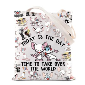 Brain & Pinky Gift Cartoon Characters Lover Gift Comedy Anime TV Series Makeup Bag Rat Brain Cosmetic Bag BFF Gift (The World T ca)