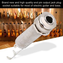 Guitar Bass Output Jack, End Pin Output Jack Socket 1/4 inch Cylinder Long Threaded for Electric Guitar Bass(Silver)