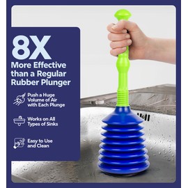 Luigi's Sink Plunger Kitchen - Sink Plunger Bathroom - Drain Bathtub or Shower - Small and Powerful Clog Remover - Commercial Style "Plumbers Plungers" with Large Bellows