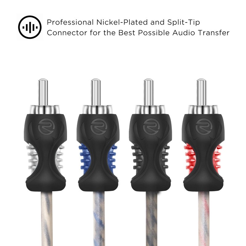 Recoil RCI43 100% OFC 3ft 4 Channel RCA Audio Cable,