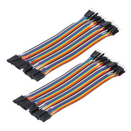 MECCANIXITY Male to Female 40Pin Breadboard Jumper Wire 2.54mm Pitch Ribbon Cable 15cm Long Electronics Breadboard Ribbon Cables for Breadboard Electronic Projects Pack of 2