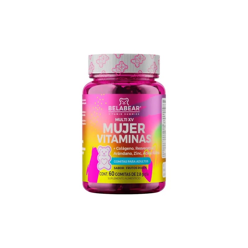 Belabear Multi Vitaminas Mujer Gomitas Gluten Sabor Frutos Rojos 60pz