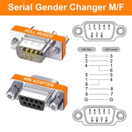 YIOVVOM DB9 Null Modem Adapter Male to Female Slimline Data Transfer Serial Port Adapter Set of 5