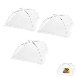 3Pcs Food Covers, Food Covers Mesh Pop Up, Reusable Food Net Cover, Large Collapsible Food Cover for Outdoors, Screen Tents Parties Picnics BBQ,Reusable and Collapsible