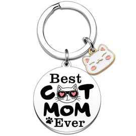 Wrpixe Mothers Day Gifts for Cat Mom Cats Lover Gifts for Pet Cute Cat Keychain for Mom Girls Funny Cats Themed Gift for Pet Owner Lady Birthday Christmas Mother's Day Gift for Kitty Mama