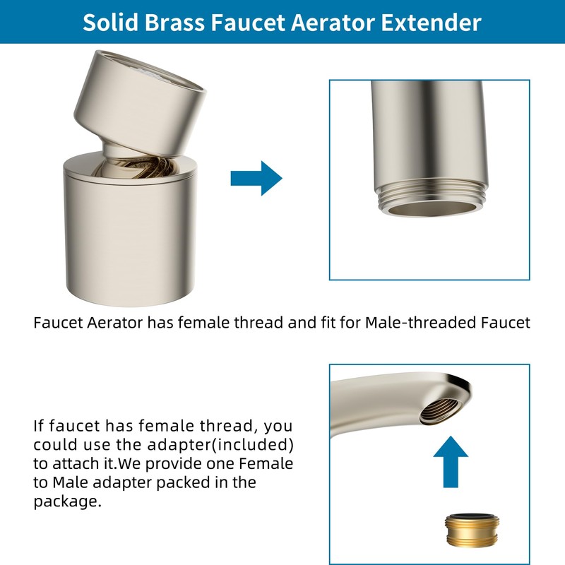Hibbent NSF/ANSI/CAN 61 Certified Faucet Aerator, 360° Swivel Kitchen Sink