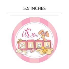 It's A Girl Round Magnet for Gender Reveal Parties and Baby Showers, Magnets for Fridge, Car, Dishwashers, and More, Decorations for Shower, 5.5 Inches