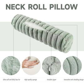 Beatvive Round Cervical Roll Cylinder Bolster Pillow, Cervical Neck Roll Sponge Pillow, Faux Fur Cylinder Pillows, Neck Pillow for Sleeping for Head, Neck, Back, and Legs (Pink)