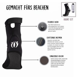 SportVerbindet Beach Volleyball & Sand Football Socks with Kevlar Soles, Durable and Comfortable, Hydro Set Black