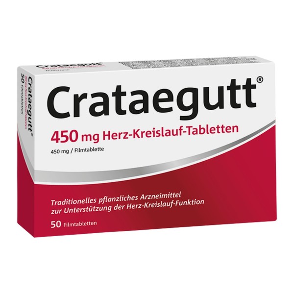 Crataegutt 450 mg Cardiovascular Tablets | 50 Tablets | Herbal Medicine to Support Cardiovascular Function | High Dose Hawthorn | Strengthening for Heart and Circulation