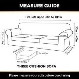 PrinceDeco PriceDeco Velvet XL Couch Cover for Oversized Sofa 4 Piece Sofa Covers for 3 Cushion Couch Washable Furniture Protector with Non Slip Elastic Bottom Width Up to 97 Inch(X-Large, Seagrass)