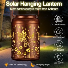 Solar Lanterns Outdoor, Waterproof Hanging Metal Solar Lanterns LED Decoration for Garden, Yard, Patio - Perfect Birthday Gifts for Women Mom Grandma(02-Red Bird)