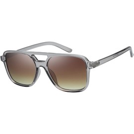 The Fresh Vintage Retro 70s Safaris Sunglasses Women Men Classic Small Squared Frame - FR16255 (625504-Crystal Grey/Brown Gradient)