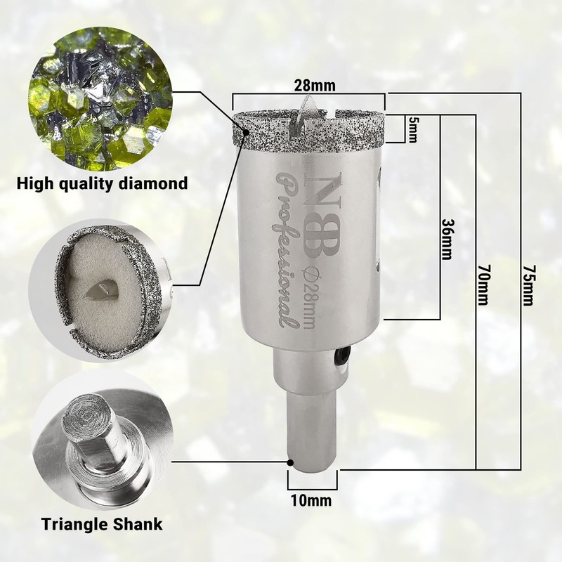 NBB Galvanised Diamond Drill Bit with Triangular Shaft Diamond Crown