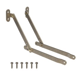 Heavy Duty Antique Brass Plated Lid Stay - One Pair - Lid Support Hinges for Drop Front Desk, Trunk, Chest - SH2-SAB
