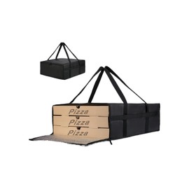 Xiesaip Insulated Pizza Delivery Bag for Door Dash, 20" x 20" x 6" Pizza Warmer Bags for Carry Hot, Insulated Food Delivery Bag, Cooler Bag, Insulated Grocery Bags, Pizza Pack Carrier（Black）