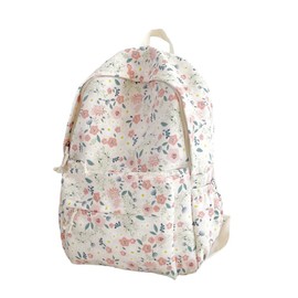 Cotton Canvas Backpacks for Women Backpack Purse Fashion Casual Travel Daypack (C Style- White Floral)
