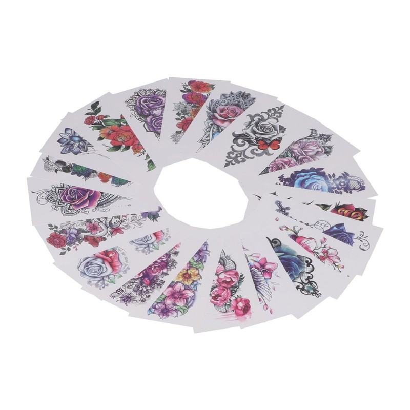 20pcs Temporary Tattoos Stickers Waterproof Long Lasting Flower Fake Tattoo
