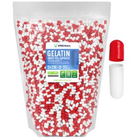 XPRS Nutra Size 0 Empty Capsules - 5000 Count Empty Gelatin Capsules - Pills DIY Capsule Filling - Pure Bovine Pill Gel Caps for Do-It-Yourself Supplements (Red/White)
