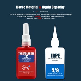 ESKONKE Thread Locker Blue 243 - Removable Threadlocker Metal Glue for Nuts, Bolts, Fasteners Medium Strength Screw Compound to Prevent Loosening & Corrosion 1.69 Oz/50 ml