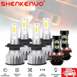 SHENKENUO For Hyundai Genesis Coupe 2013-2016 4Side LED Headlight Bulbs Kit Beam Fog Light