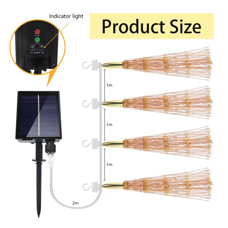 4 Pcs 800LED Solar Starburst Sphere Lights,Firework Light Remote Control