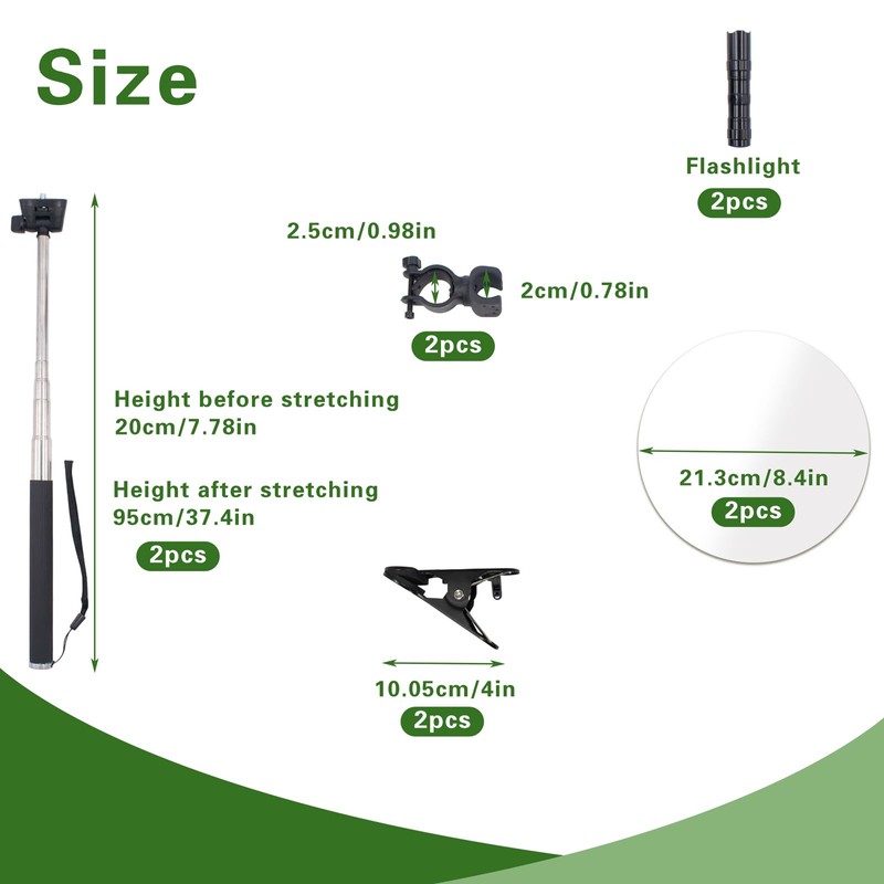 2PCS Under Vehicle Inspection Mirror Security Mirror with Light and