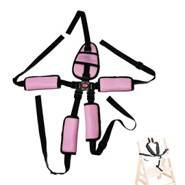 Universal 5 Point Harness Belt for High Chair Stroller for Kids, Harness Belt with Baby Shoulder Strap and Crotch Harness Pads, Adjustable Harness Seat Belt Stroller for Child Kid, Pink
