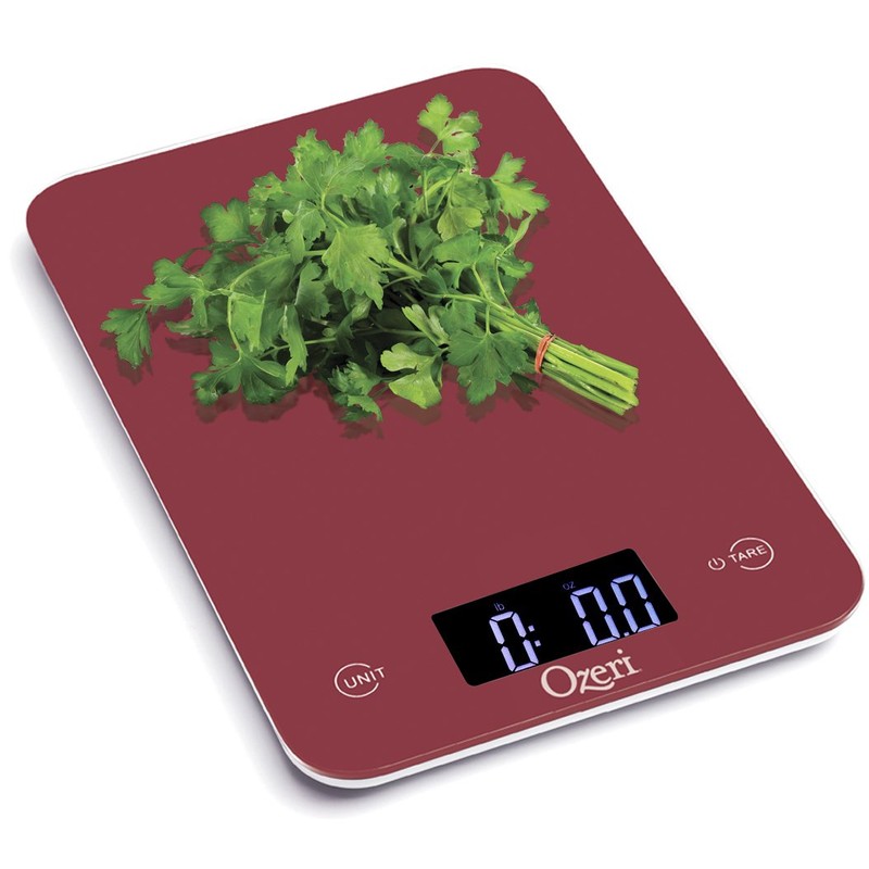 Ozeri Touch Professional Tempered Glass Digital Kitchen Scale, Red Engine