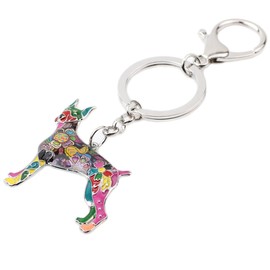 WEVENI Enamel Alloy Doberman Dog Keychain Accessories Jewelry Charms For Women Girls Bag Car Wallet (Multicoloured)