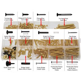 SAPHUE Guitar Screw Kit,201pcs Telecaster Kit, Pickguard Screws,Switch Plate Screws,for Fender/Tele/Strat/Sq,Tuner,Machine Head, Neck Plate,Guitar Strap End Pins,Pickup,Bridge, Guitar Repair Kit