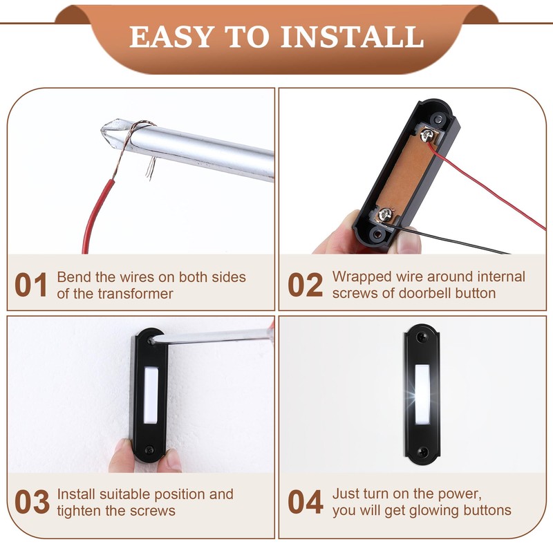 Metal Lighted Doorbell Button, Heavy Duty Metal Wired Door Bell