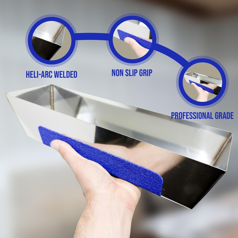 14" Drywall Mud Pan Heli-Arc Welded Stainless Steel [ Fitted