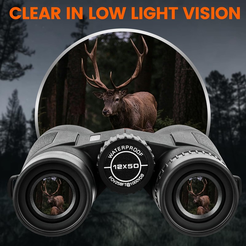 12x50 HD Binoculars for Adults High Powered, Super Bright BAK4