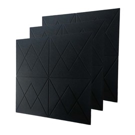 JSFURN 12 Pack Art Acoustic Panels 12" X 12" X 0.4", Acoustic Foam Panels Self Adhesive, Black Sound Proof Foam Panels, High Density Soundproof Wall Panels, Bedroom Soundproofing Panels