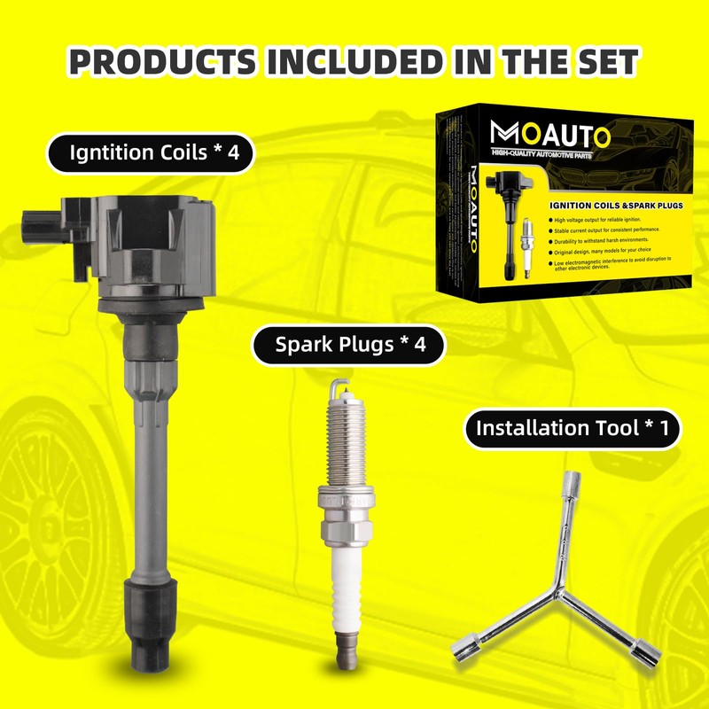 MOAUTO Set of 4 Ignition Coils Pack UF749 30520-5R0-013 &