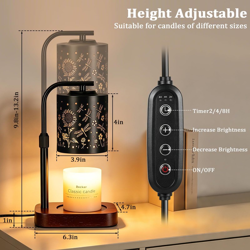 WIHTU Candle Warmer Lamp with Timer & Dimmer Dragonfly for