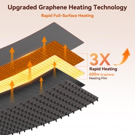 Newise Graphene Food Warming Mat - Dual Zone Independent Control, (XXL 36”x17”) Electric Heating Tray with 6 Temp Settings and Timer, Gifts for Mom Wife, Food Warmers for Parties Buffets, Gray