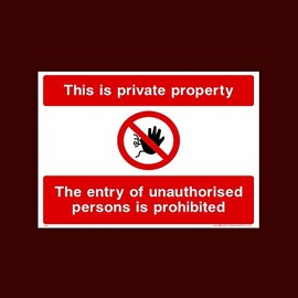 This is private property Plastic Sign (S56) - CCTV, Security, Warning, Alarmed, Surveillance, Camera, Dogs, Premises