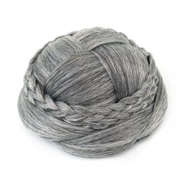 IMISSU Hair Bun Wig – Updo Braided Chignon for Dancers, Donut Hairpiece with Scrunchie, Hair Cover Accessory (Grey)