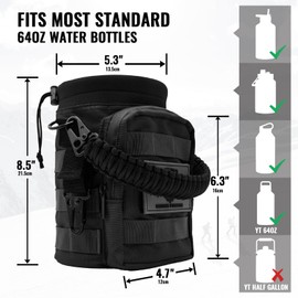 NATURE PIONEOR 32 64 128oz Tactical Water Bottle Pouch, Multi-Function Tactical Water Bottle Bag with Adjustable Shoulder Strap, Half/One Gallon Molle Strap Carrier Holder