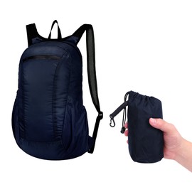 Kaket Ultra Lightweight Foldable Backpacks, Small Waterproof Rucksack for Women and Men, Cycling Backpack for Camping, Hiking, Travel Biking (Dark Blue)