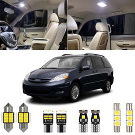 Xpismii 17 Piece 6000K White Sienna Interior LED Lights Kit Package Replacement for Toyota Sienna 2004 2005 2006 2007 2008 2009 2010, with Placement Diagram and Install Tool