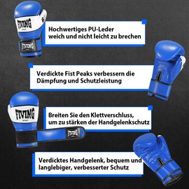 FIVING Children's Boxing Gloves, Youth Training Gloves, Boxing Bags, Taekwondo, Muay Thai, Mixed Martial Arts (Blue and White, 4 oz)