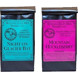 Montana Tea & Spice Herbal Tea Night on Glacier Bay & Mountain Huckleberry Teabags Combo Pack