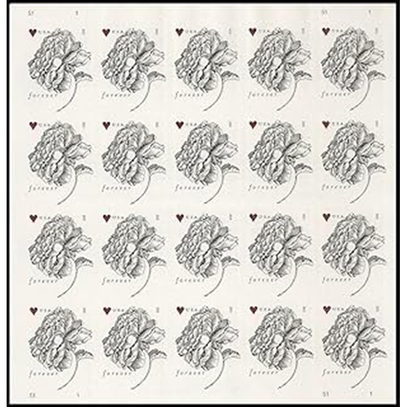 Generic Vintage Rose Postage Stamp - Lot of 200