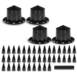 G-PLUS Rear Wheel Axle Hub Cover Kit 33mm Spiked Screw on Lug Nut Covers Compatible with Semi Truck 22.5" and 24.5" Wheels,All 11.25 Bolt Circle Wheels Black