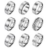 LOAYHOAY 9Pcs 8MM Stainless Steel Band Rings for Men Women