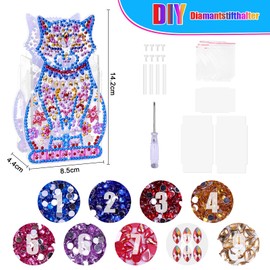 Meetory Painting Dia-Moon Children's Set, Gifts for Girls 5 6 7 8 9 10 Years, Cat Painting Slide Moon Pen Holder Mosaic Making for Children, Adults